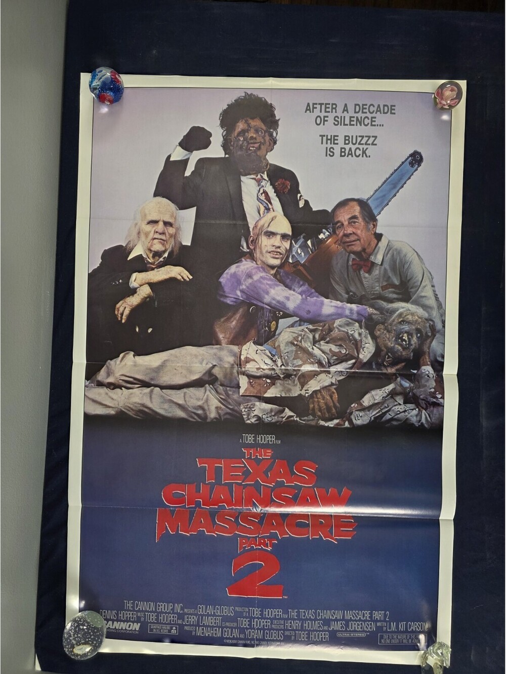 "Texas Chainsaw Massacre Part 2" (1986) Original Movie Poster Folded 27x41